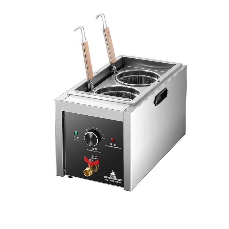 Commercial desktop double-head noodle cooker electric heating noodle cooking machine spicy hotpot maocai dumpling soup noodle stove manufacturer