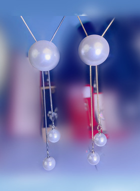 半圆珍珠可调节项链长款毛衣链女