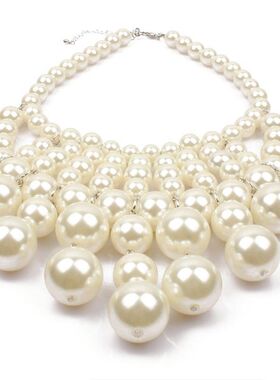 欧美多层气质珍珠项链耳环女颈链