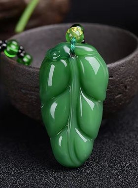 深绿色玉髓琉璃毛衣链男女配饰品