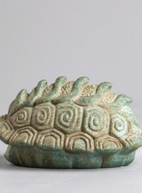 逗兽记中式鱼缸假山造景火麒麟办公装饰家居送礼国潮桌面茶宠摆件