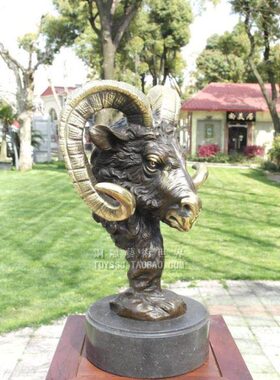 山羊头铜雕塑像家居酒柜玄关办公室桌面装饰摆件客厅书房