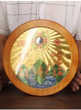 铜板山海镇挂饰铜山海镜挂件凹凸平面镜摆件日月山海镜家居挂件