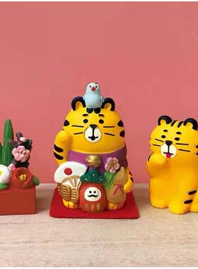 虎年老虎装饰桌面电视柜日式猫ZAKKA摆件