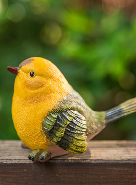 花园装饰庭院阳台客厅电视柜摆设园艺树脂小动物仿真小鸟摆件假鸟