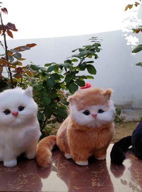 仿真动物仿真猫咪假猫 会叫的猫 装饰品家居猫橱场景布置