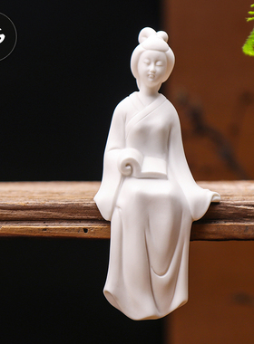 精品白瓷手工古典礼品中式陶瓷人物小摆件琴棋书画仕女家居装饰品