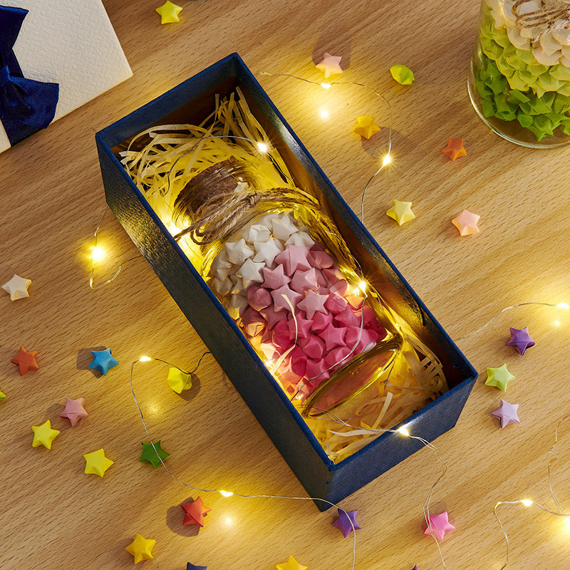 幸运星星许愿玻璃瓶发光空瓶大彩虹瓶漂流瓶折纸材料成品创意礼物 - 图2