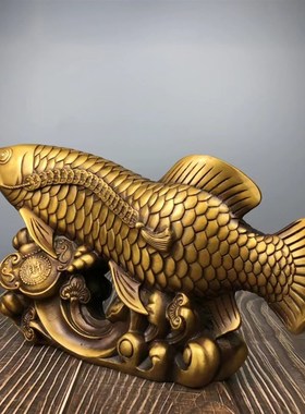 纯铜招财金龙鱼办公室客厅摆件年年有余鲤鱼跃龙门开业乔迁工艺品