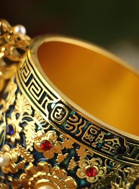 金瓯镶钻永固杯铜器古玩工艺品古典家居乾隆金属酒杯摆件