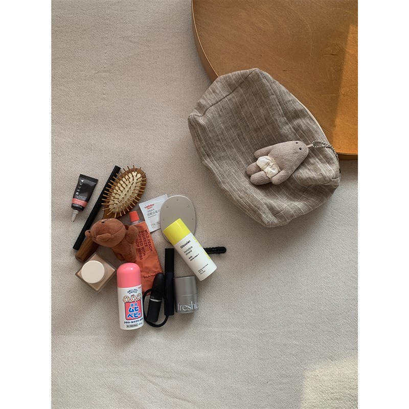Maybekuii 大&小草木灰亚麻条纹内胆包 化妆品收纳 #239 - 图2