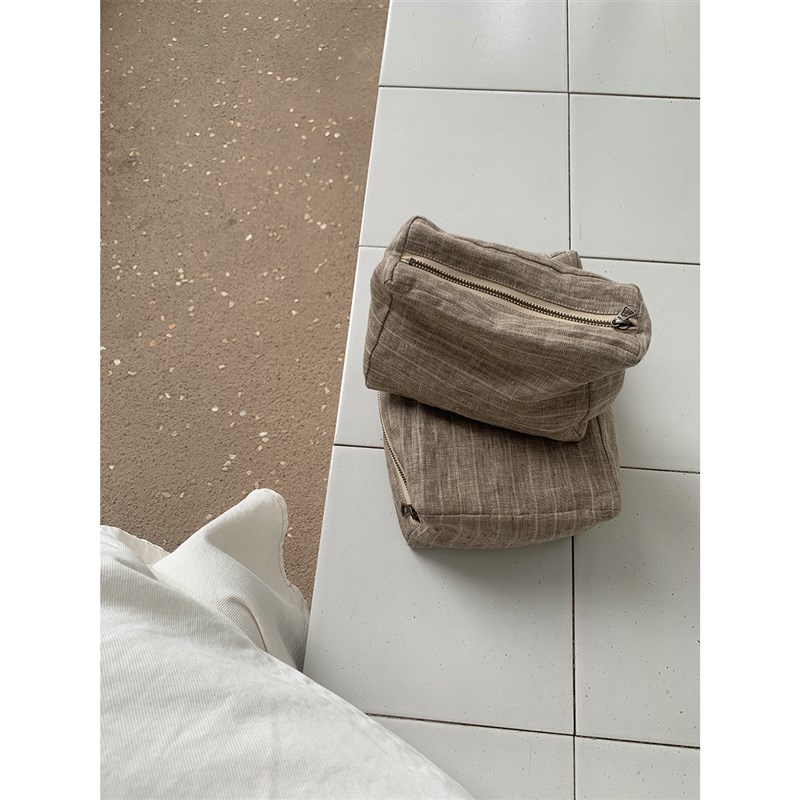 Maybekuii 大&小草木灰亚麻条纹内胆包 化妆品收纳 #239 - 图0