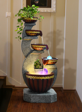 欧式陶罐喷泉流水摆件客厅电视柜旁假山装饰创意礼品加湿器盆景观