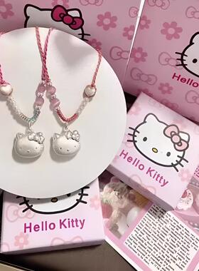 足银999猫头纯银hellokitty吊坠