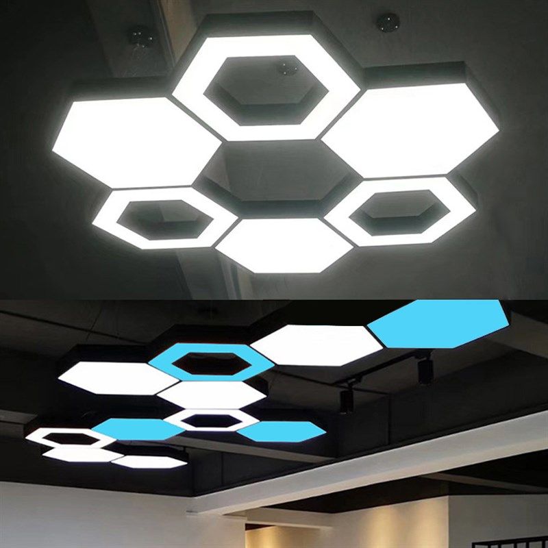 led创意空心六边形灯健身房商场超市办公室灯六角异形灯圆形吊灯,淘宝优惠券,粉丝福利购,淘宝优惠卷