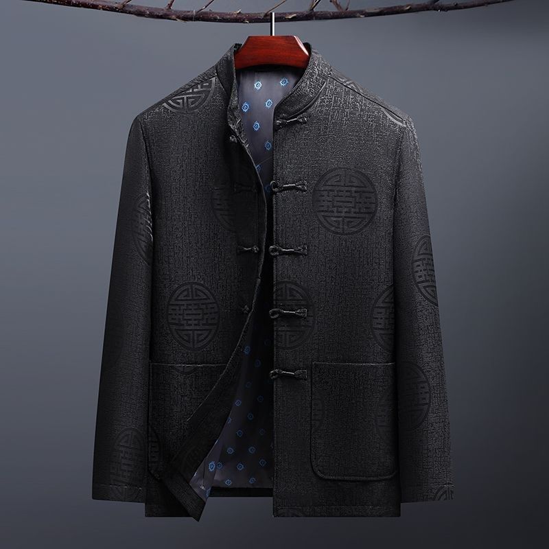 中国风男装春秋中老年唐装夹克外套老人生日过寿星衣服爸爸婚礼服,淘宝优惠券,粉丝福利购,淘宝优惠卷
