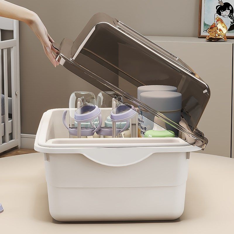 奶瓶收纳盒收纳箱带盖防尘沥水架婴儿用品宝宝餐具新生儿辅食工具,淘宝优惠券,粉丝福利购,淘宝优惠卷