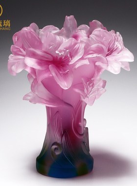 琉璃艺术品百合花花瓶装饰摆件客厅插花卧室家居轻奢高级搬家礼物