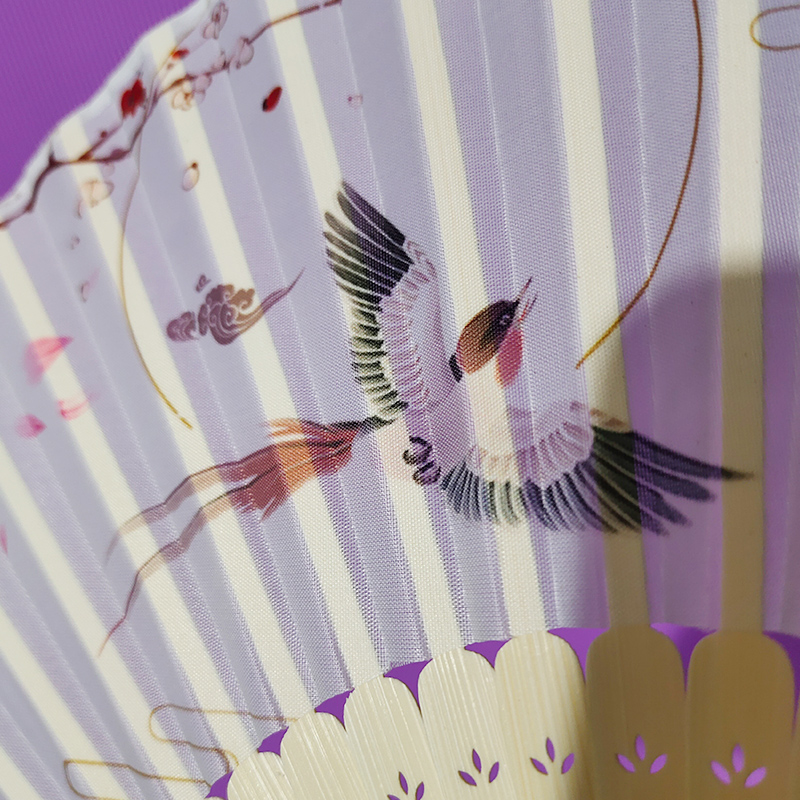 复古中国风女士折扇古风汉服花鸟流苏随身折叠儿童舞蹈表演小扇子 - 图1