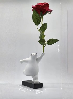 创意玫瑰花熊摆件家居饰品客厅摆件电视柜办公室桌面摆件装饰摆件