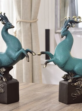 创意客厅装饰鹿摆件家居饰品新婚礼物开业礼品酒柜玄关工艺品摆设