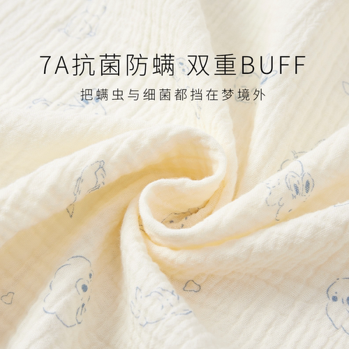 棉纱睡衣女款夏季纯棉双层纱a类纱布长袖夏天线条小兔女士家居服 - 图1