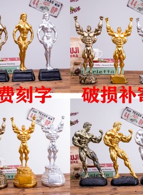 健美健身比赛奖杯欧式李小龙摆件 跆拳道拳击肌肉大力士男女礼品
