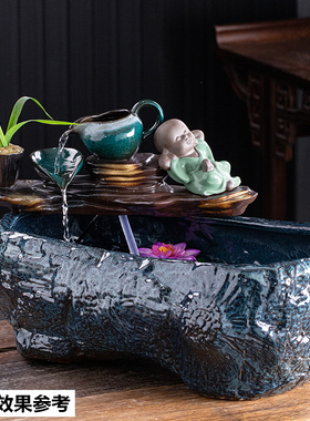 搭配鱼缸流水金鱼缸喷泉加湿器循环水办公室流水招财