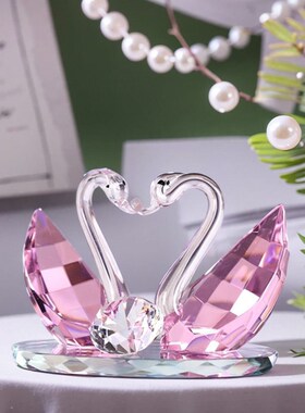 水晶天鹅转运摆件创意客厅玄关电视柜酒柜橱窗装饰礼结婚生日礼品
