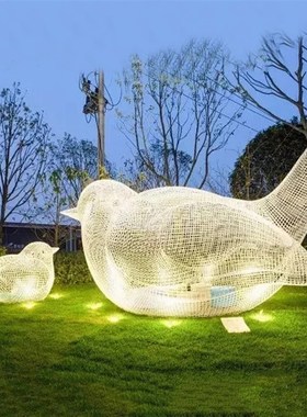 铁艺镂空布谷鸟雕塑园林地产开发区仿真金属动物摆件酒店别墅装饰