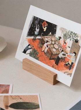 MUMO木墨 明信片名片底座  樱桃黑胡桃木家居摆件装饰