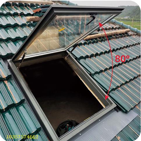 加厚铝合金斜屋顶天窗阳光房中空玻璃阁楼窗定制电动地下室采光井 - 图2