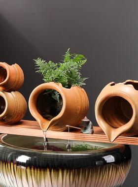 生态缸古法养鱼循环水流水陶罐鱼缸造景装饰摆饰鱼池出水口过滤器