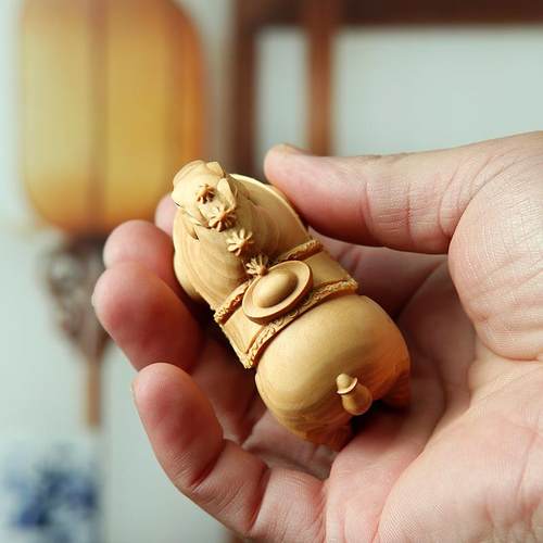 黄杨木雕手把件唐马摆件文玩把玩木质雕刻家居饰品工艺动物生肖马 - 图0