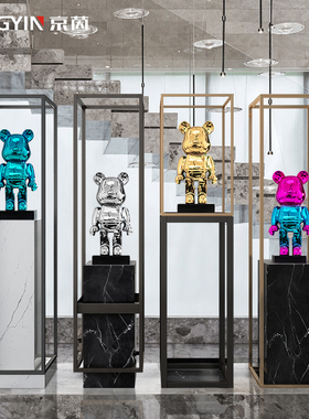 暴力熊展示大理石雕塑台售楼处酒店玄关大堂走廊落地石墩底座摆件