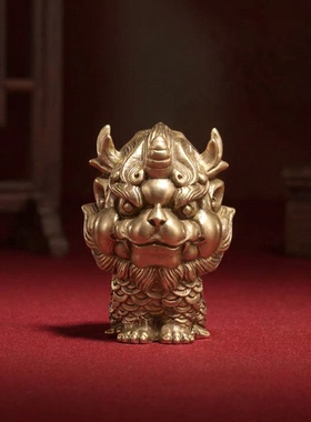 全铜招财麒麟桌面小摆件