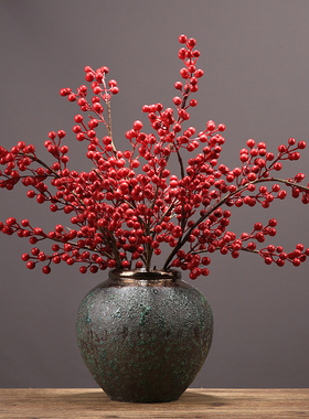 新陶瓷瓶装创意红果插桌子干样板间玄关餐桌