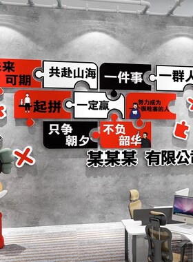 办公室墙面装饰品布置企业纸画激励创意标语录团队协作同