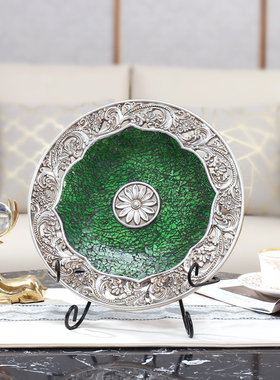 雅尊 欧式装饰圆盘摆件 新房装饰工艺品客厅办公桌饰品玄关卧室