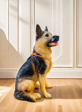 家用仿真德牧摆件仿真大狼狗模型客厅玄关柜桌面动物装饰工艺品