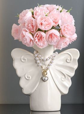 创意轻奢艺术陶瓷蝴蝶花瓶摆件客厅桌高级感插花花器装饰摆设家居