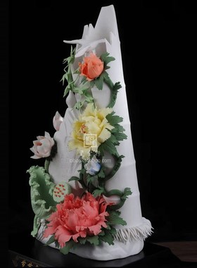 节节高瓷花摆件陶瓷花卉工艺品瓷花 居家办公室陶瓷礼品收藏摆件