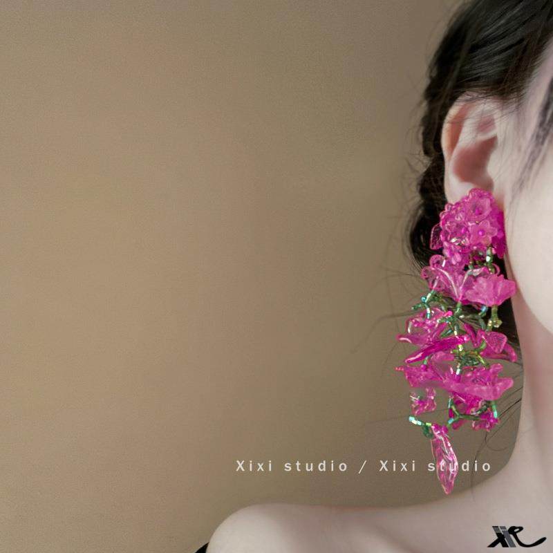 高冷千金！花朵流苏米珠耳环！森系创意耳坠小众银针盘发器耳饰品,淘宝优惠券,粉丝福利购,淘宝优惠卷