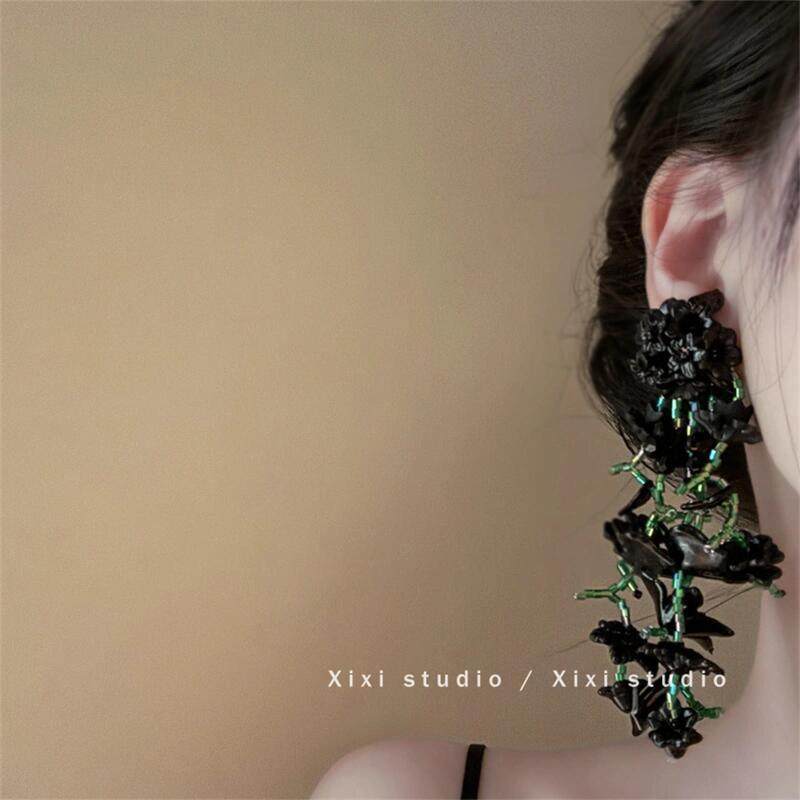 高冷千金！花朵流苏米珠耳环！森系创意耳坠小众银针盘发器耳饰品,淘宝优惠券,粉丝福利购,淘宝优惠卷