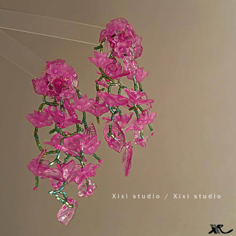 高冷千金！花朵流苏米珠耳环！森系创意耳坠小众银针盘发器耳饰品,淘宝优惠券,粉丝福利购,淘宝优惠卷