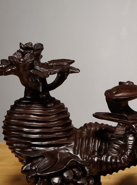 黑檀木雕人生如意摆件家居客厅玄关办公室装O饰工艺品乔迁寓意送