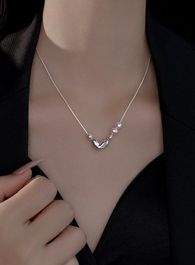 韩国爱心珍珠项链女小众设计高级感配饰颈链2024年新款爆款锁骨链