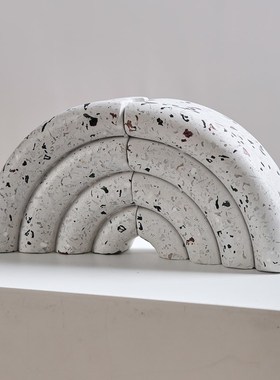 现代简约水磨石书靠摆件极简客厅书房样板房桌面书档办公室装饰品