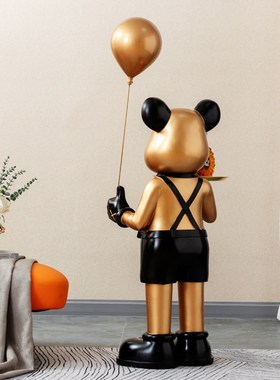 创意网红落地熊收纳轻奢客厅大摆件电视柜沙S发边简约卡通摆设