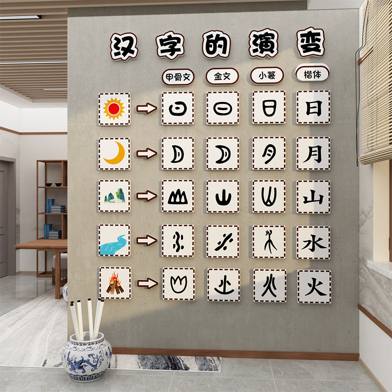 书法教室布置装饰修环创培训班机构墙面贴硬笔画文化方块工作练字 - 图3